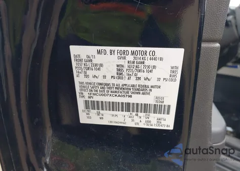 2012 Ford Escape Xlt from USA, damaged, VIN 1FMCU0D7XCKA05798